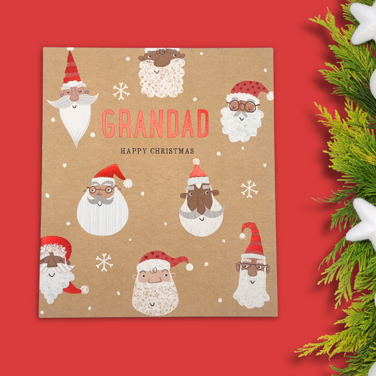 Grandad Christmas Card - Santa Faces