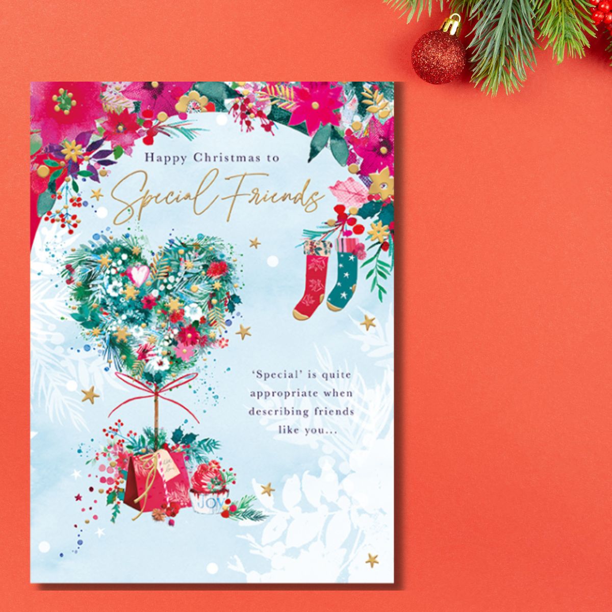 Friends Christmas Card - Heart Shaped Tree