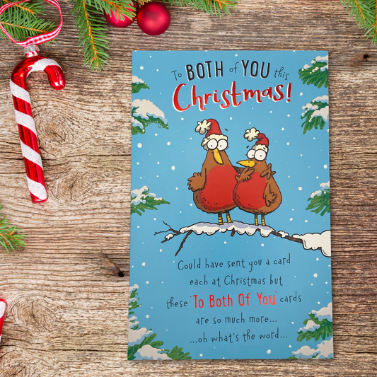 Both Of You Christmas Card - Giggles Two Robins