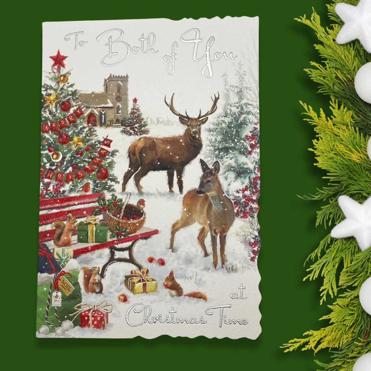 Both Of You Christmas Card - Velvet Reindeer