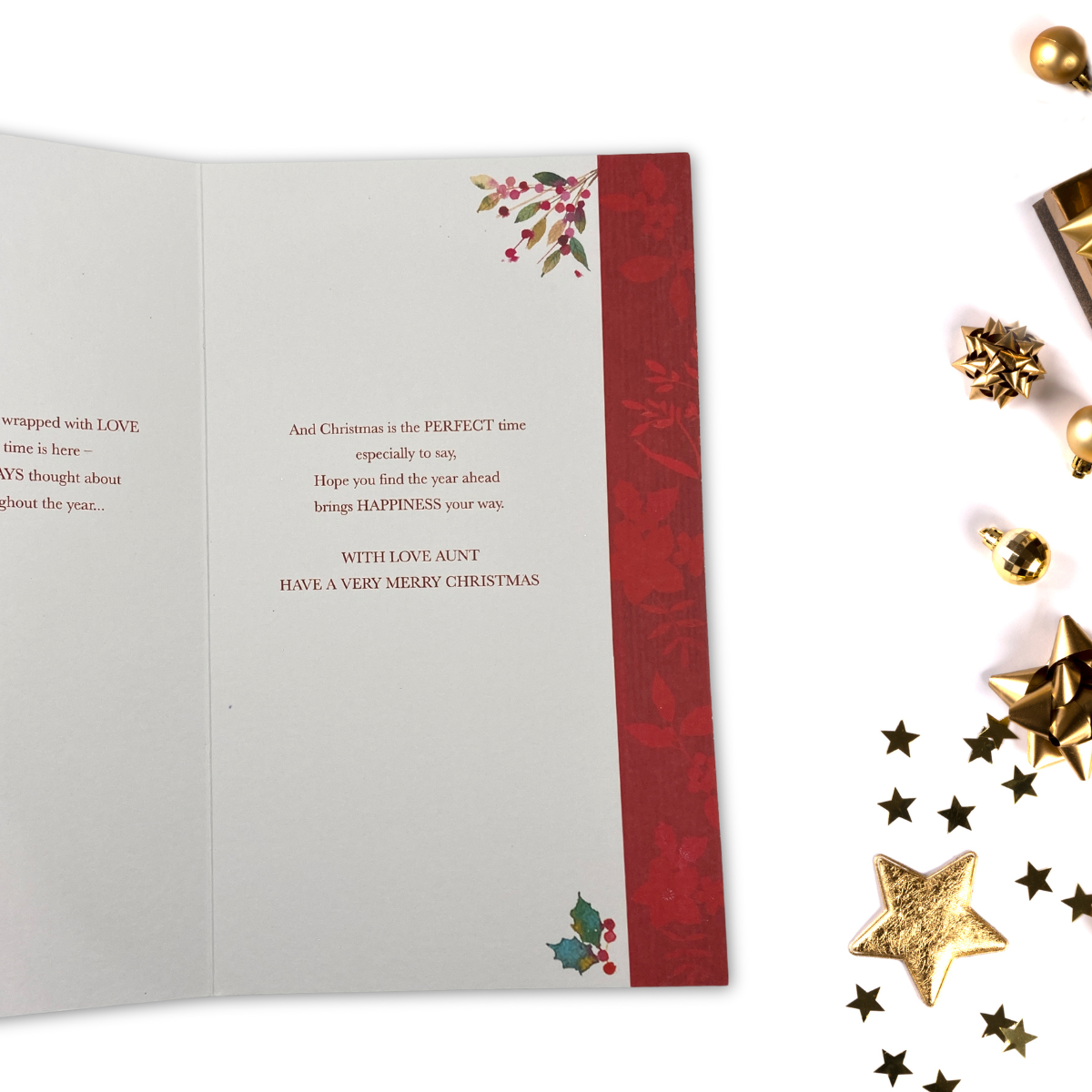 Aunt Christmas Card - Sparkling Flowers