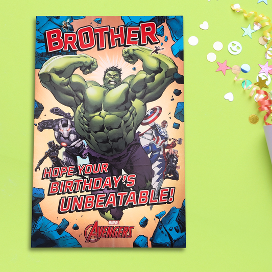 Brother Birthday Card - Marvel Avengers Holographic Foil