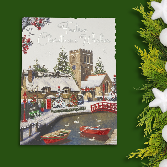 Open Christmas Card - Velvet Church By The Water