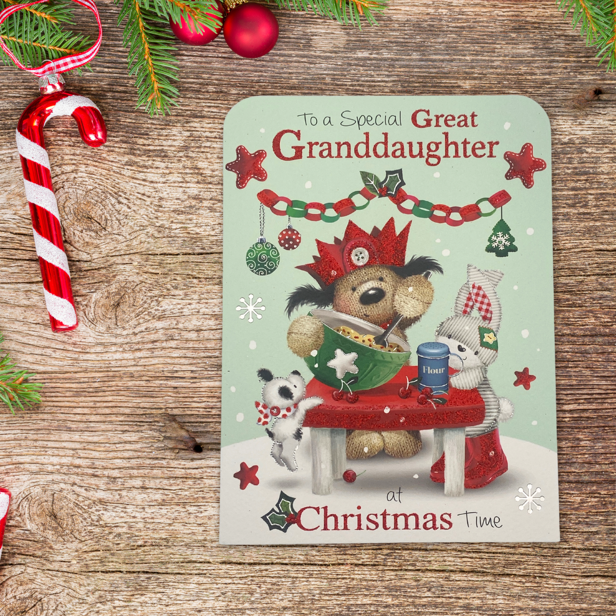 Great Granddaughter Christmas Card - Fudge & Friends