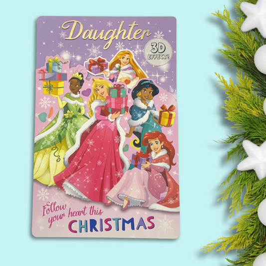 Daughter Christmas Card - Disney Princess 3D Effect