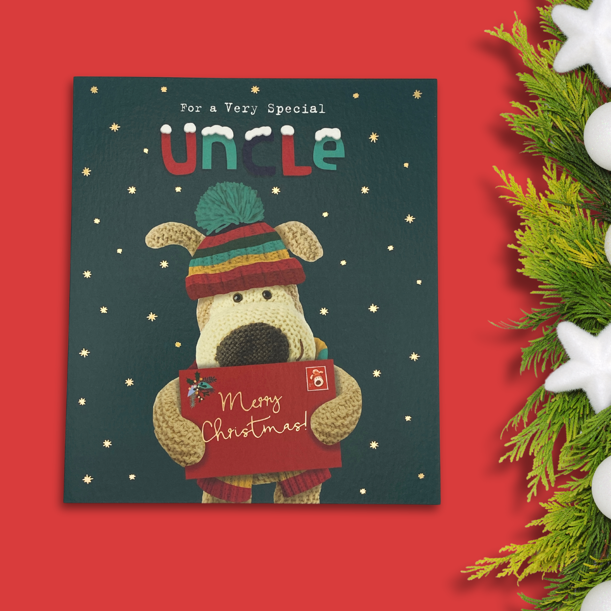 Uncle Christmas Card - Boofle Bear Delivering Card