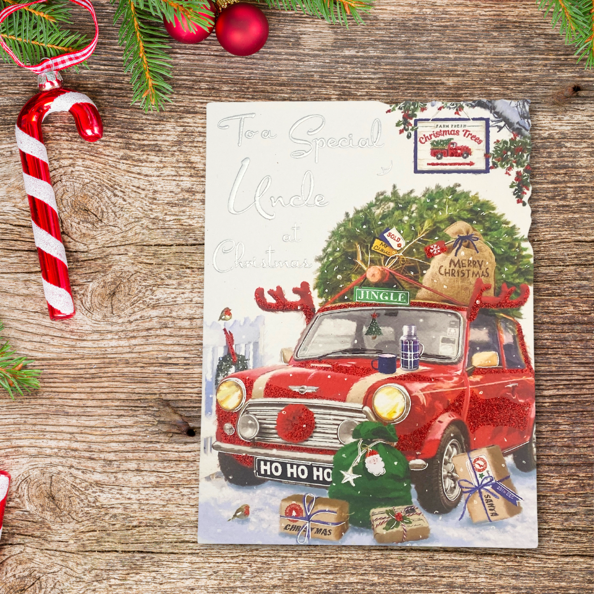 Uncle Christmas Card - Velvet Red Mini