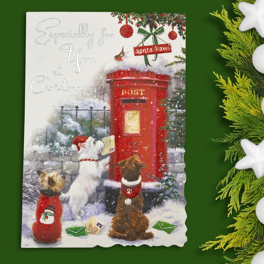 Open Christmas Card - Velvet Post Box