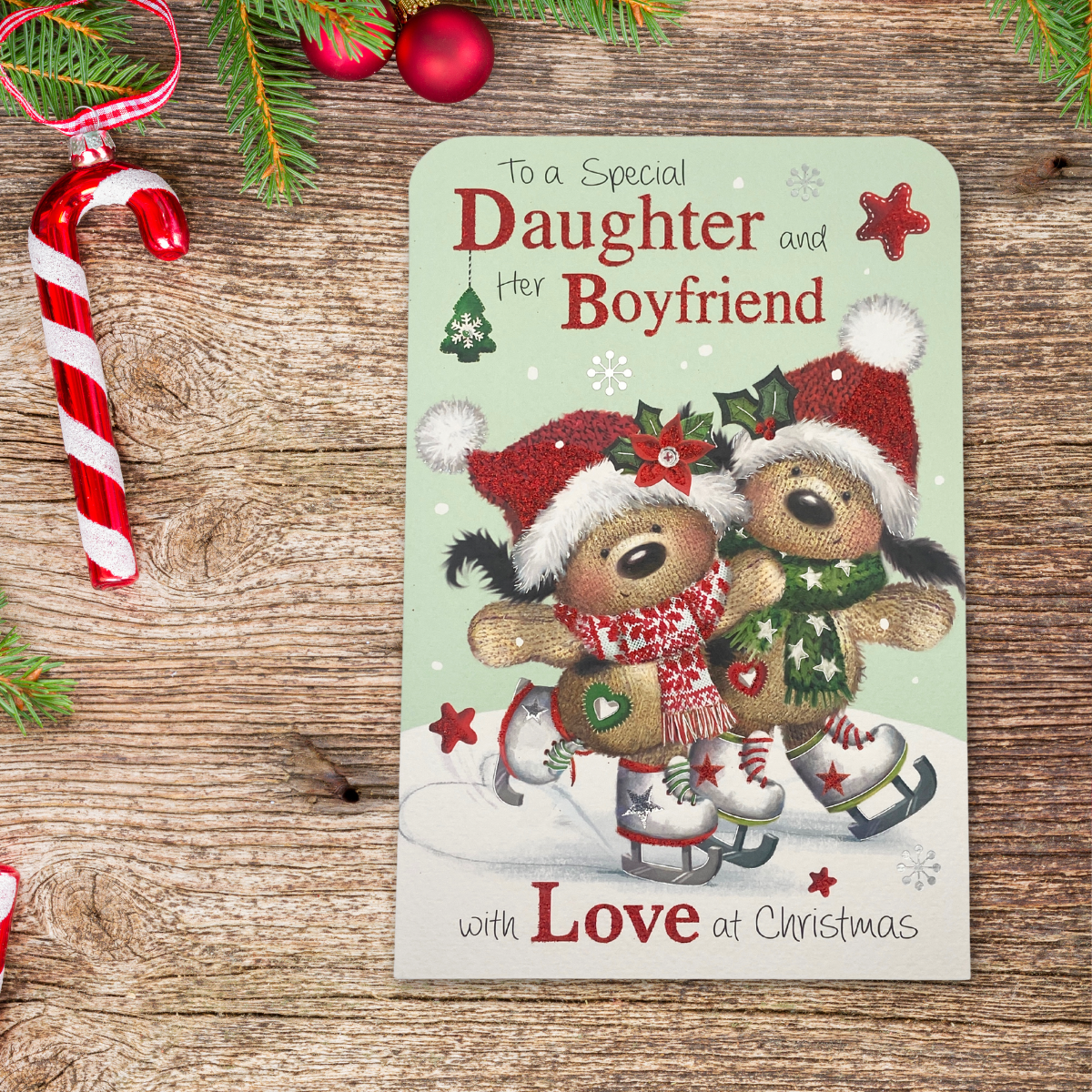 Daughter & Boyfriend Christmas Card - Fudge & Friends