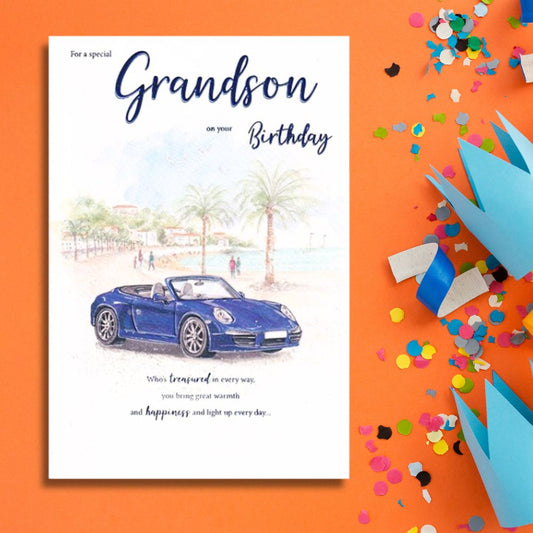 Grandson Birthday Card - Sports Car