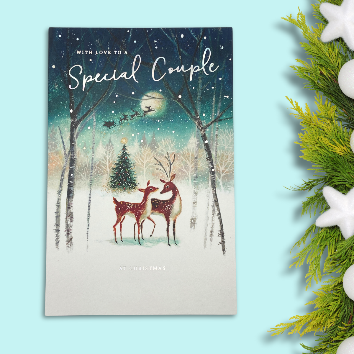 Special Couple Christmas Card - Watermark Deer At Night