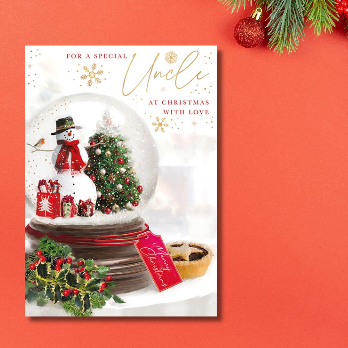 Uncle Christmas Card - Snowglobe