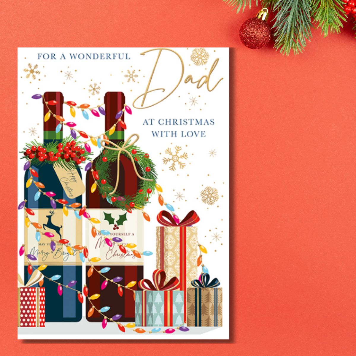 Dad Christmas Card - Wine & Gifts