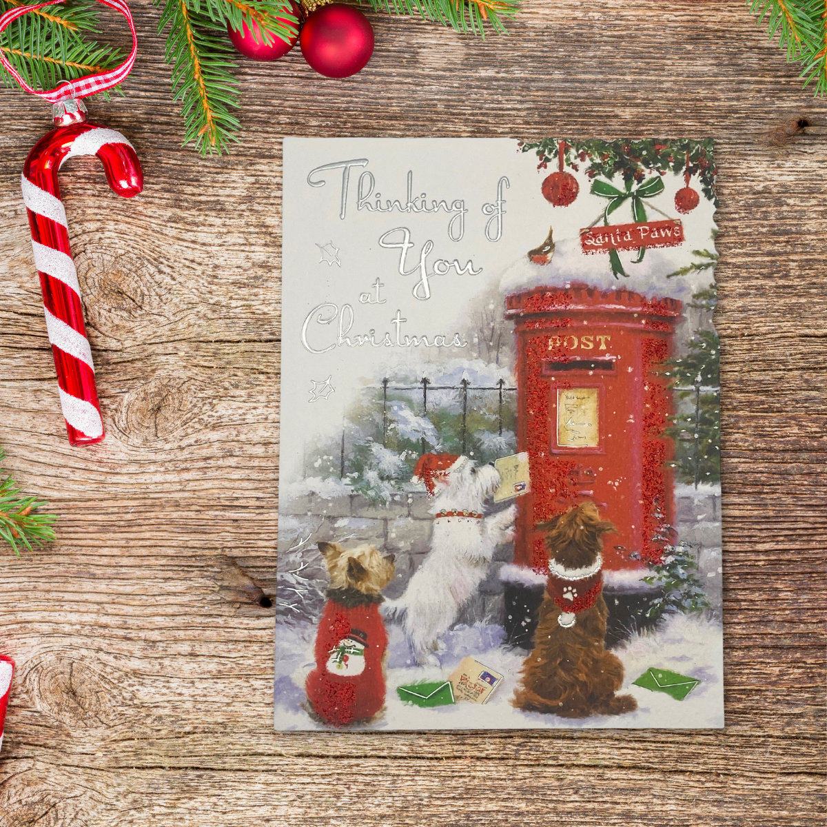 Thinking Of You Christmas Card - Velvet Post Box