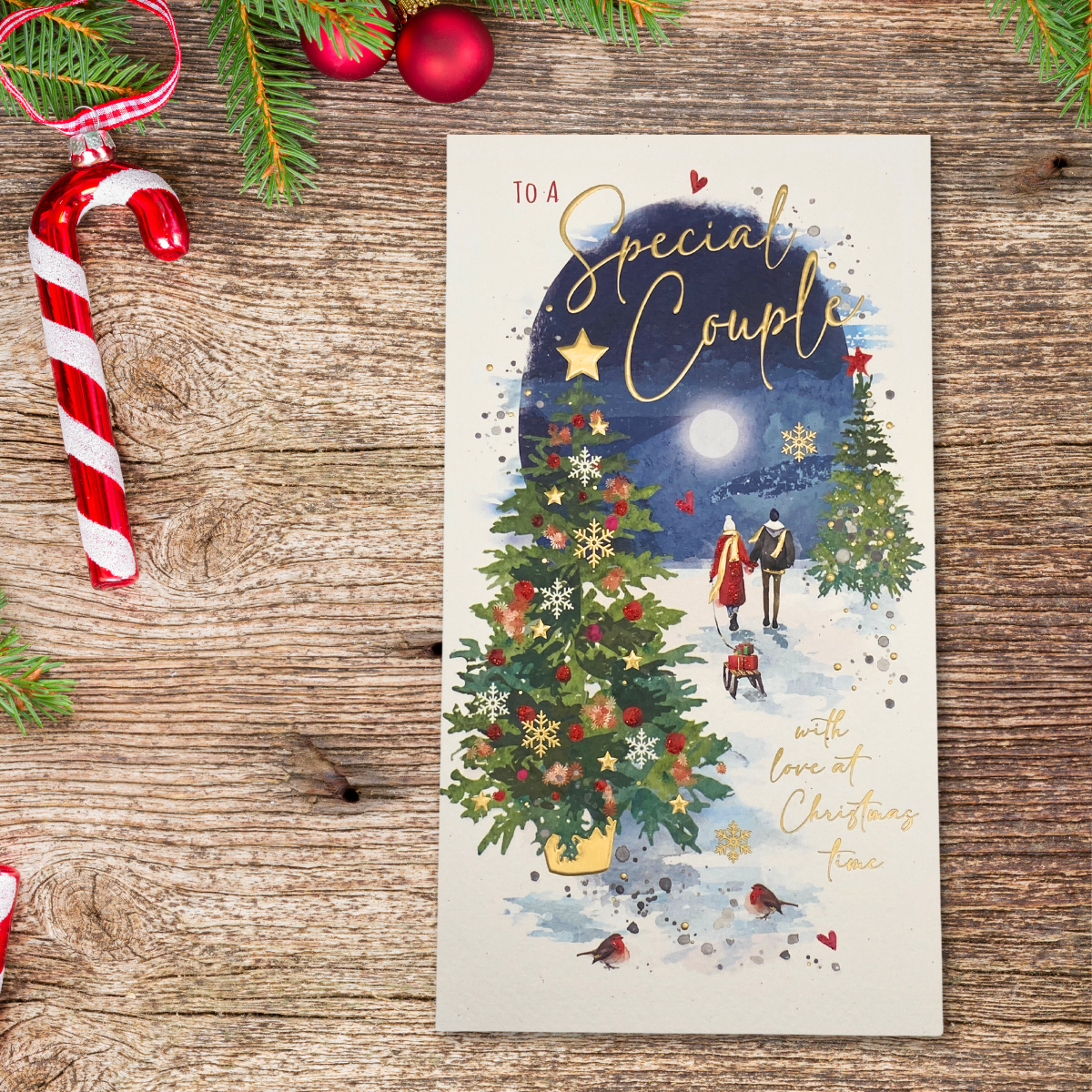 Special Couple Christmas Card - Twilight Moonlit Night