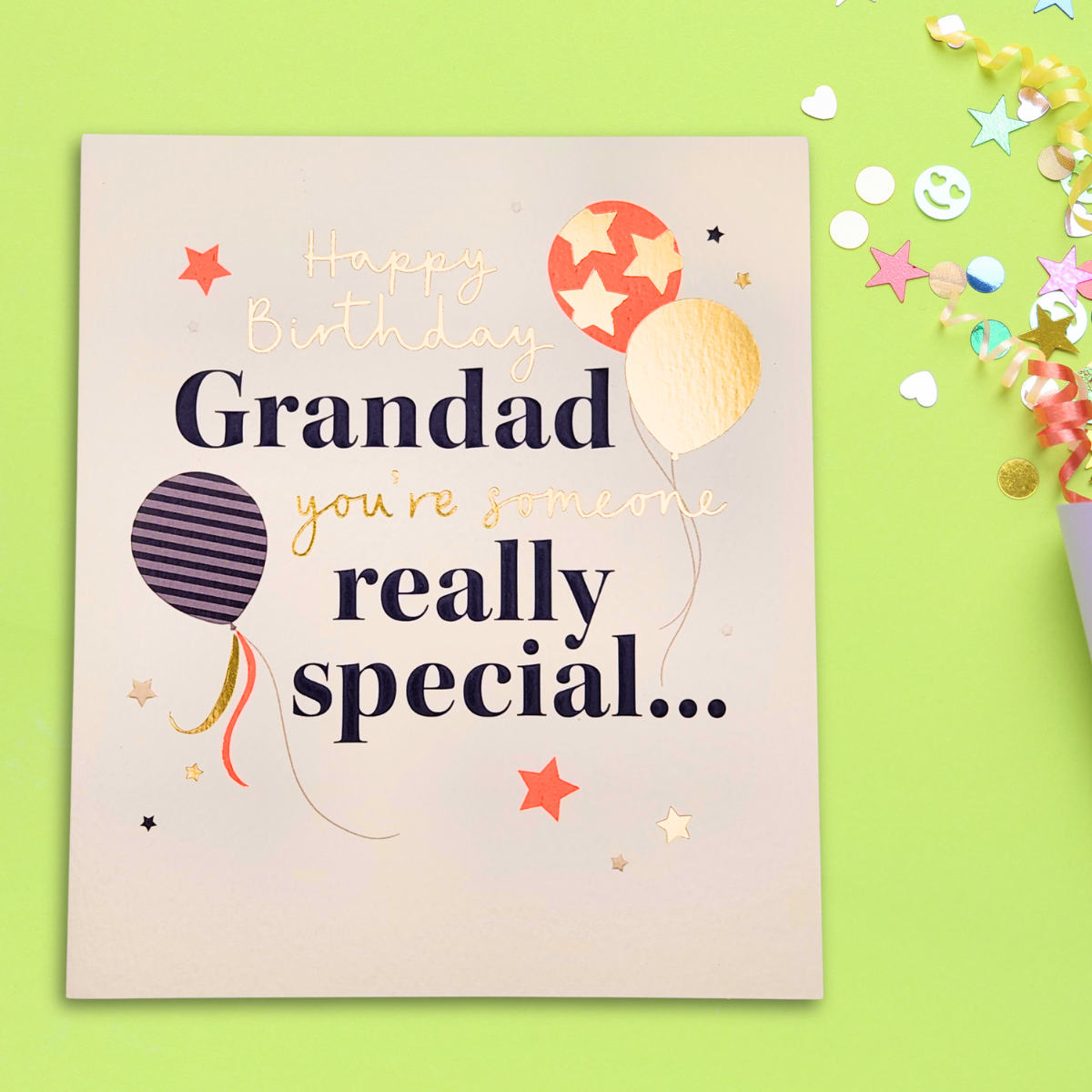 Grandad Birthday Card - You're Someone Really Special Neon Balloons