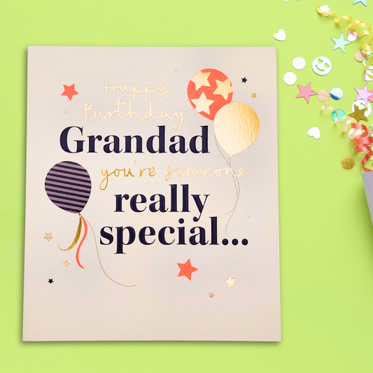 Grandad Birthday Card - You're Someone Really Special Neon Balloons