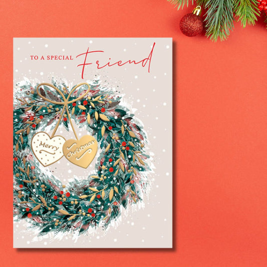 Friend Christmas Card - Floral Wreath