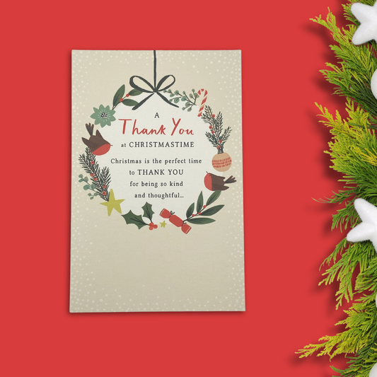 Thank You Christmas Card - Festive Garland