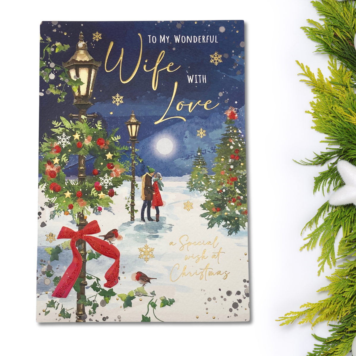 Wife Christmas Card - Twilight Couple Embrace