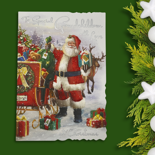 Grandchildren Christmas Card - Velvet Santa