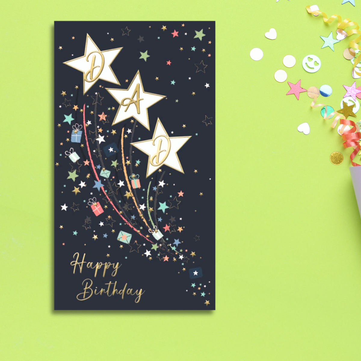 Dad Birthday Card - Gold Stars