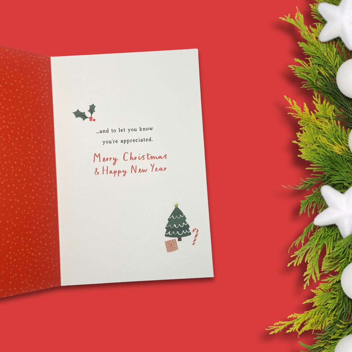 Thank You Christmas Card - Festive Garland