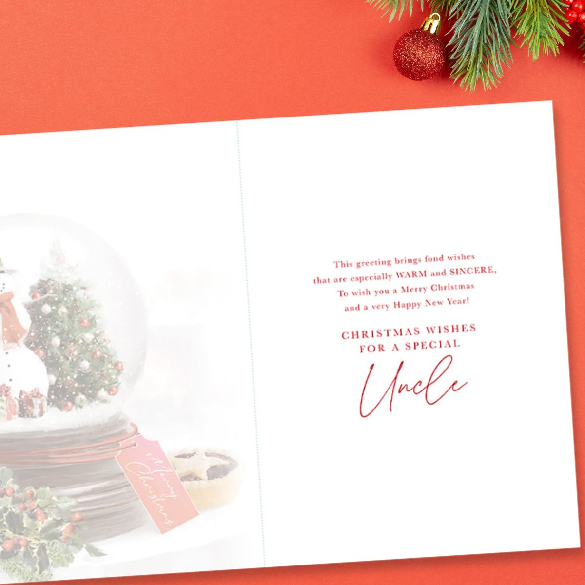 Uncle Christmas Card - Snowglobe