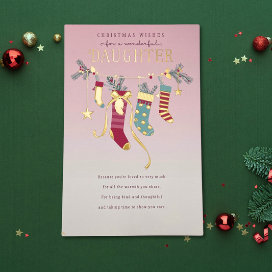 Daughter Christmas Card - Stockings