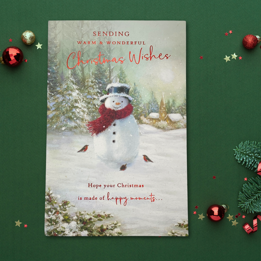 Open Christmas Card - Watermark Snowman In Scarf