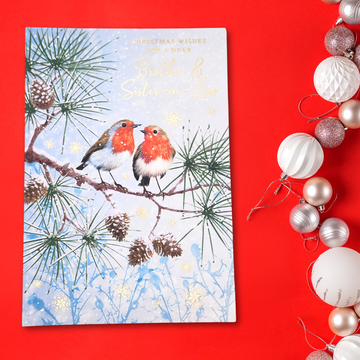 Brother & Sister-In-Law Christmas Card - Robins & Thistles