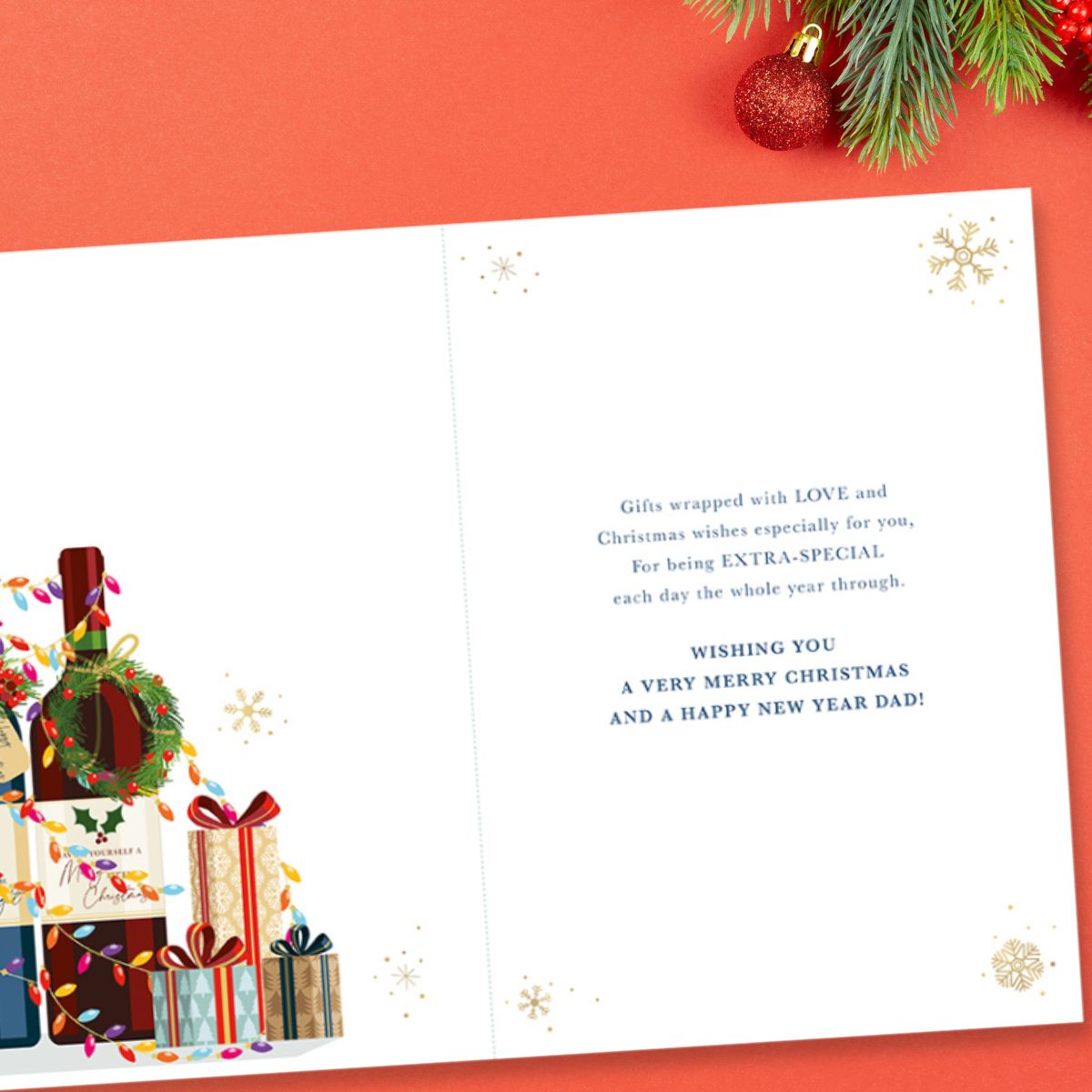 Dad Christmas Card - Wine & Gifts