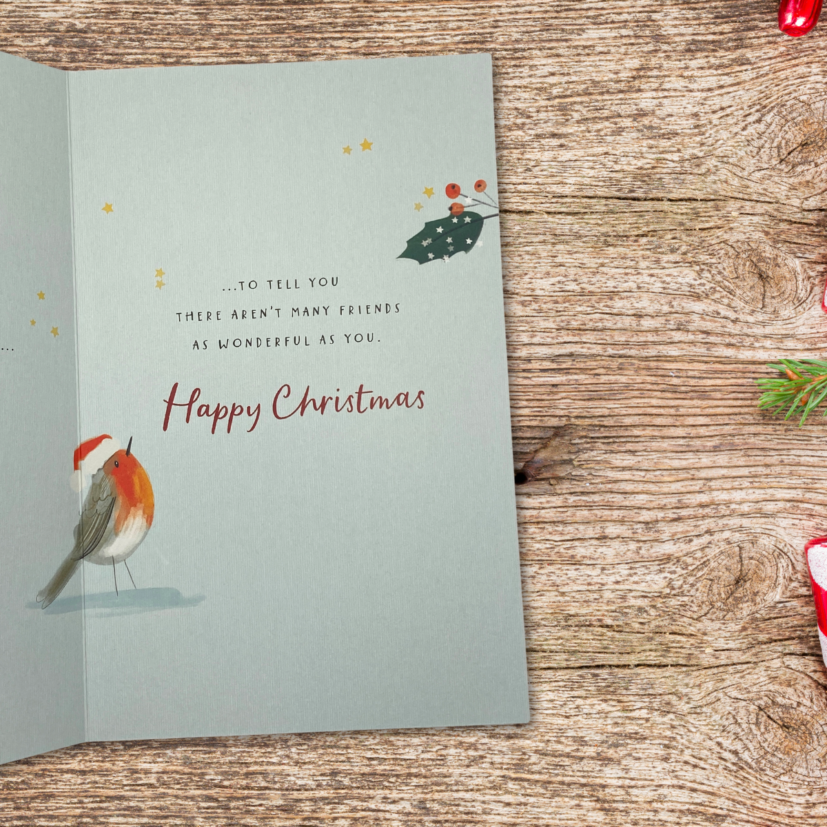 Friend Christmas Card - Robin Christmas Wishes