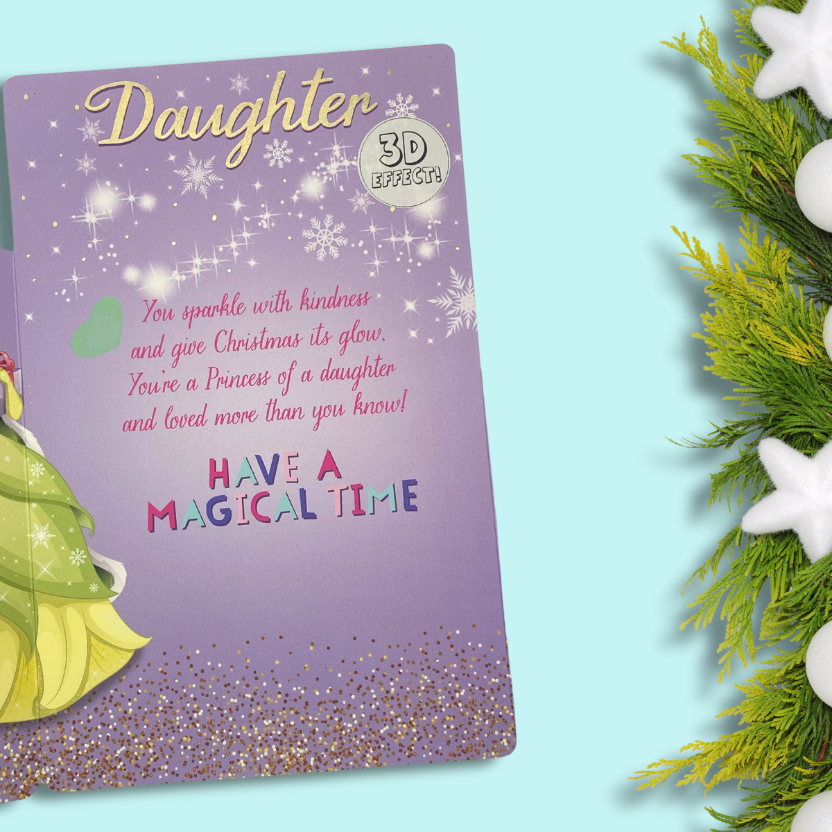 Daughter Christmas Card - Disney Princess 3D Effect