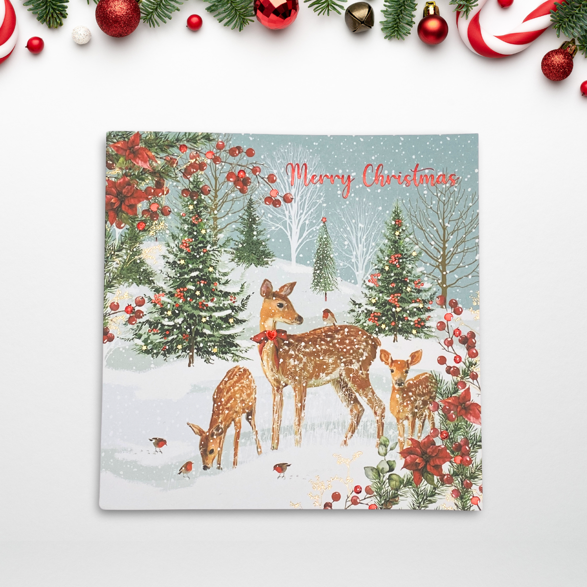 6 x Christmas Cards In Box - Pizazz Deer In Snow