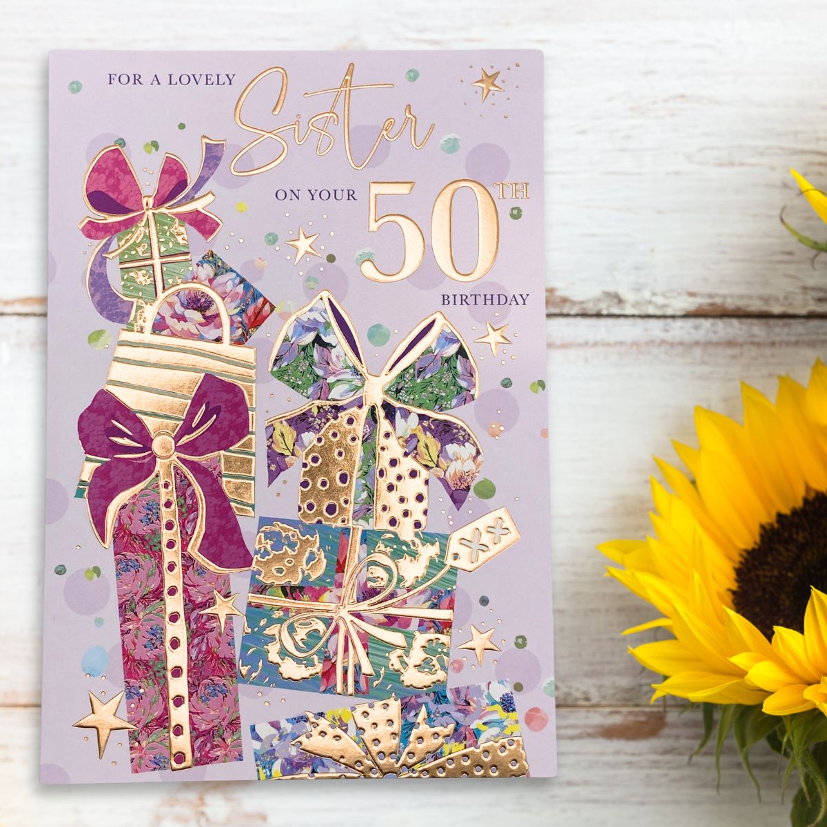 Sister 50th Birthday Card - Floral Gifts