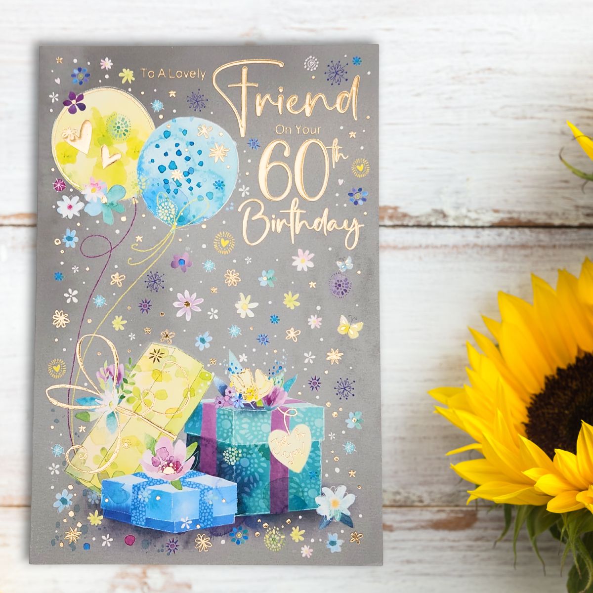 Friend 60th Birthday Card - Carnival Gift & Balloons