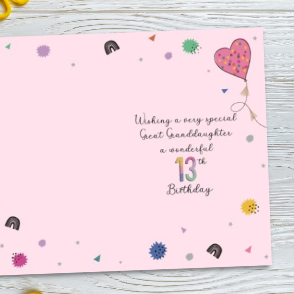 Great Granddaughter 13th Birthday Card - Wonderful Wishes