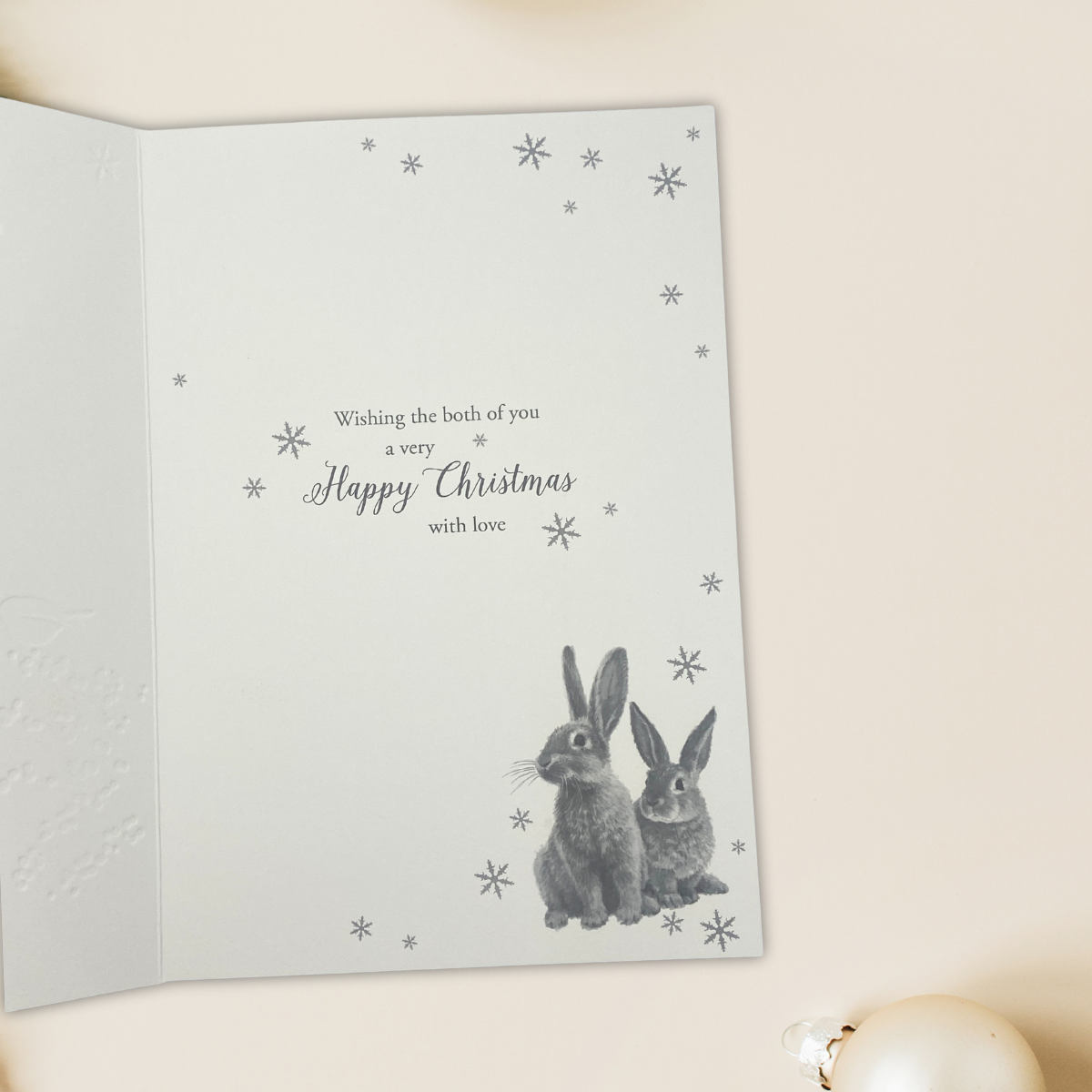 Both Of You Christmas Card - Bunnies & Robin In Snow