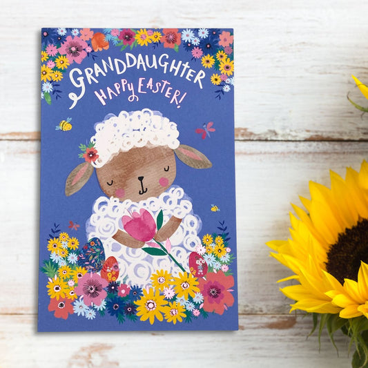 Granddaughter Easter Card - Lamb & Tulip
