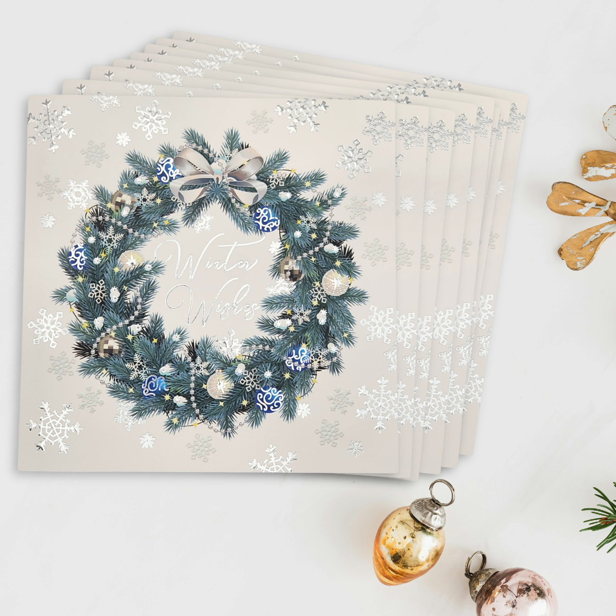 8 x Premium Christmas Cards In Box - Winter Wishes