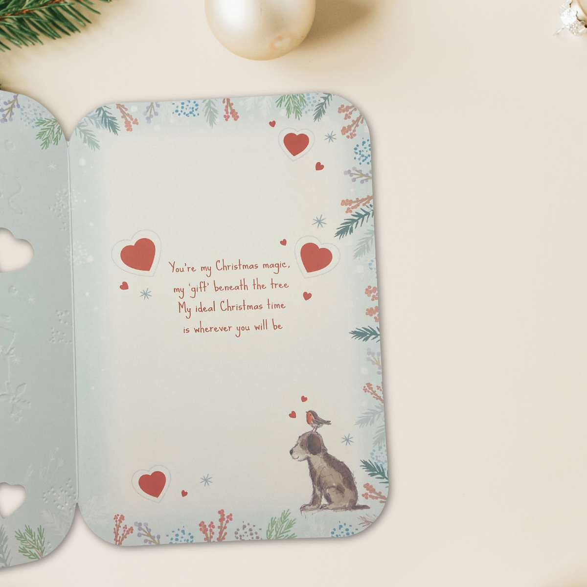 Someone Special Christmas Card - Dog & Robin