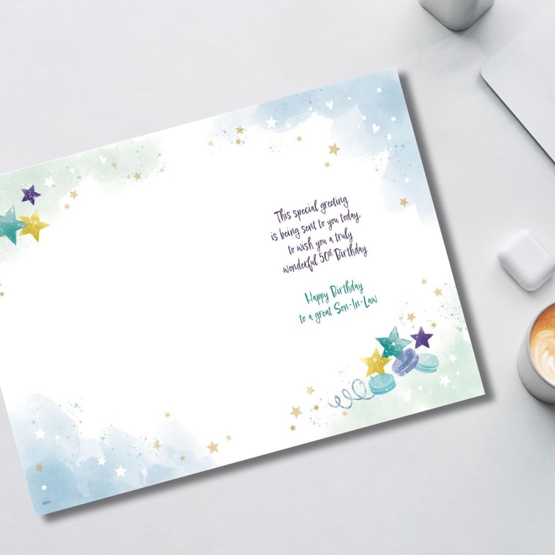 Son-In-Law 50th Birthday Card - Awash With Colour