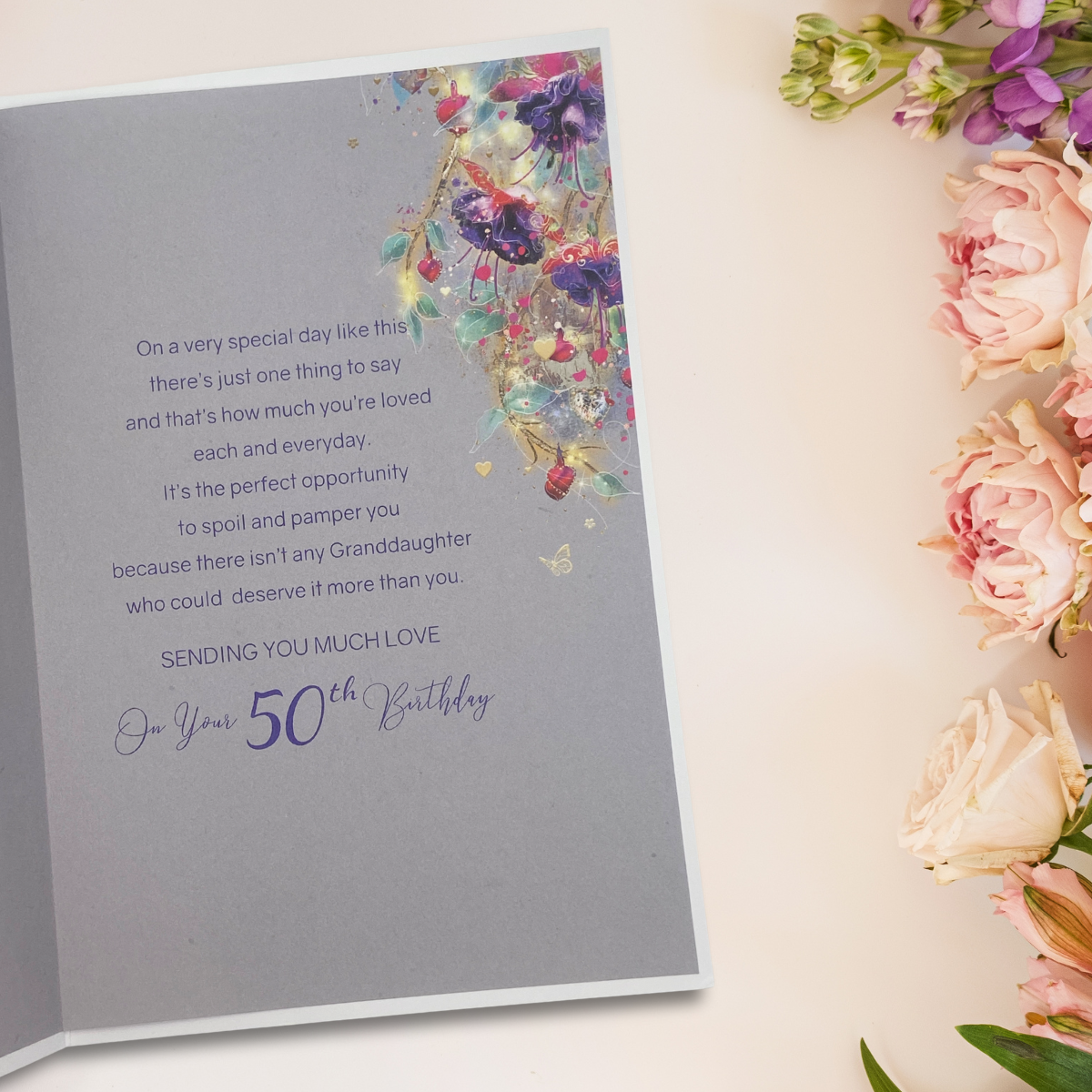 Granddaughter 50th Birthday Card - Grace Pretty Florals