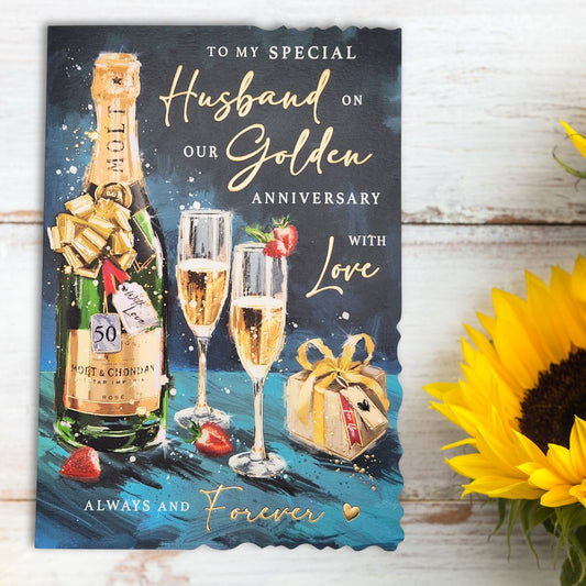 Husband Golden Wedding Anniversary Card - 50th Velvet Gallery