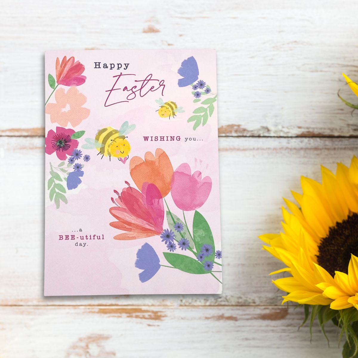 Open Easter Card - Flowers & Bees