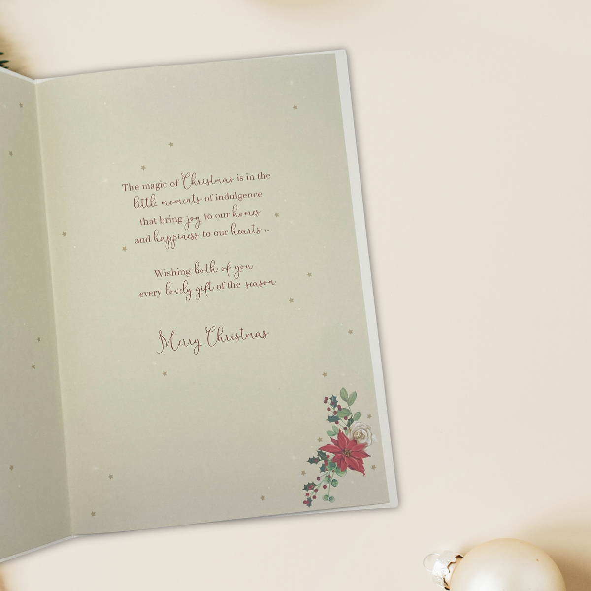 Both Of You Christmas Card - Gold Text & Stockings