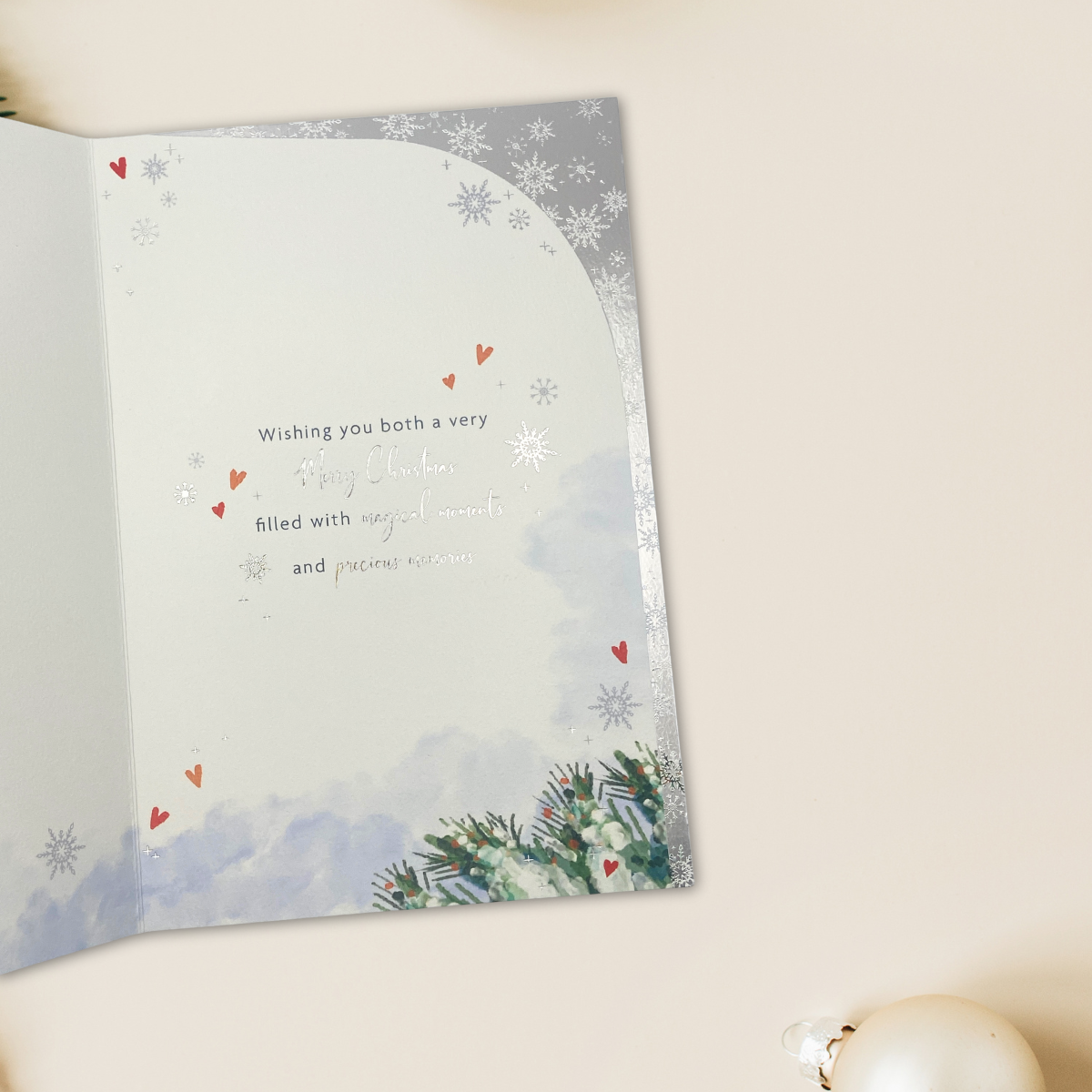 Both Of You Christmas Card - Couple Stroll & Silver Ribbon