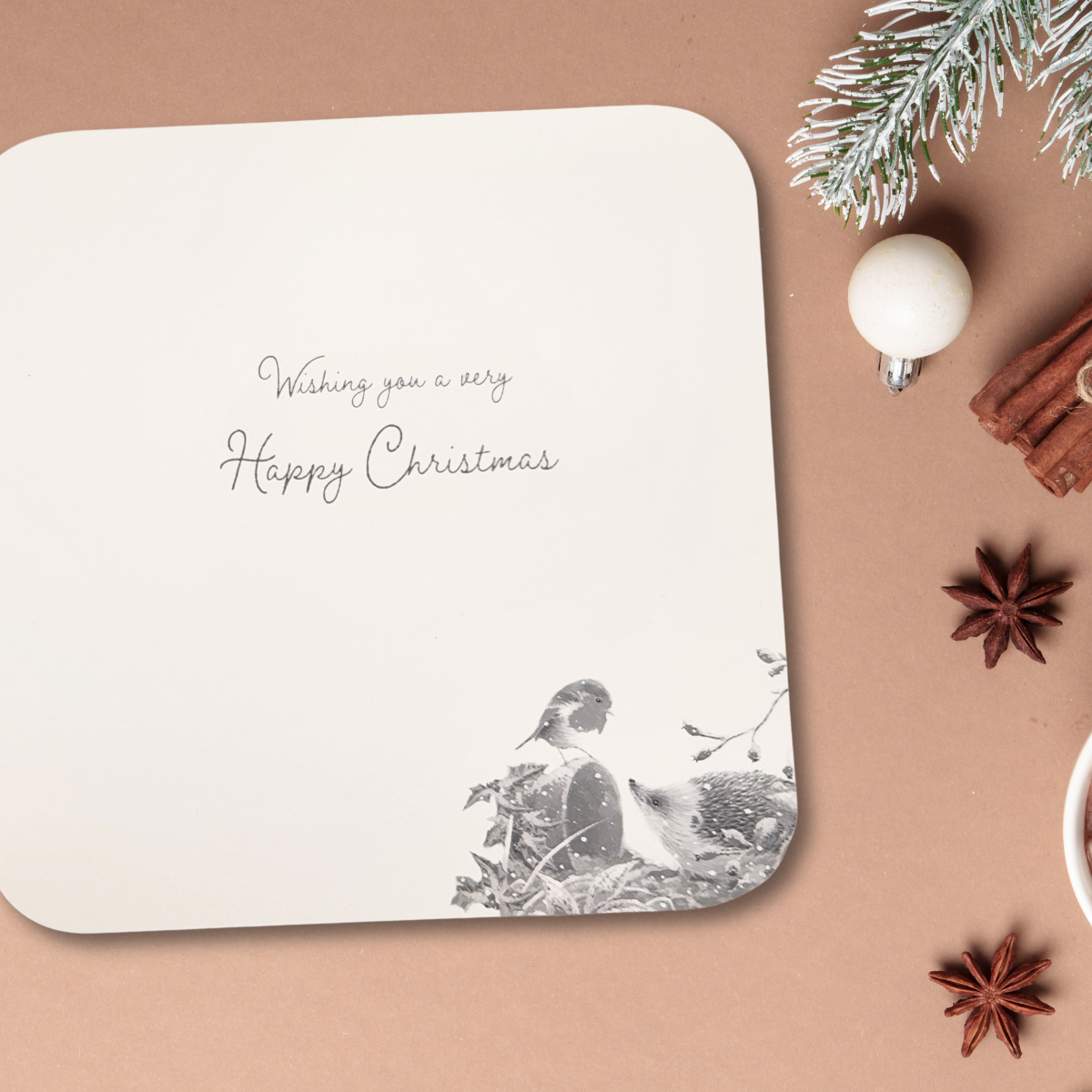 Friend Christmas Card - Hedgehog & Robin