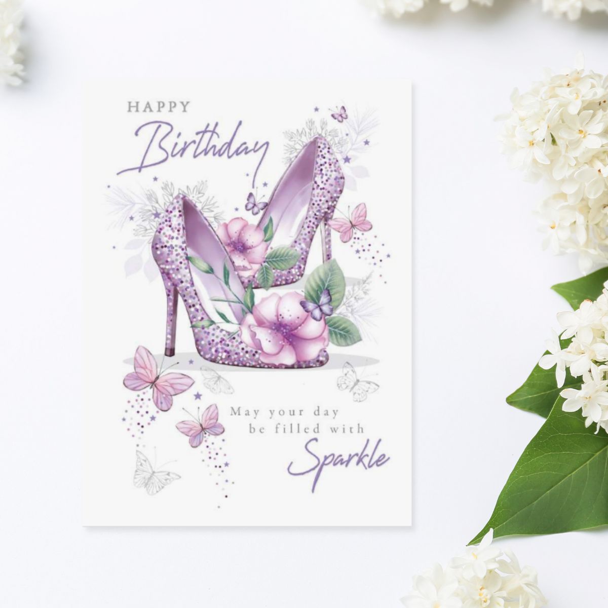 Starla Birthday Card - Butterflies & Shoes